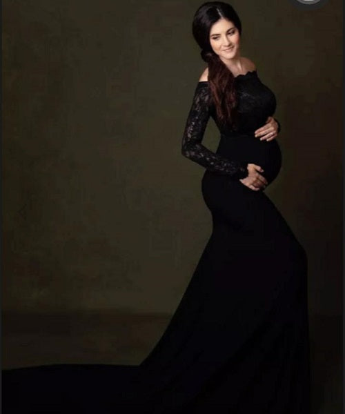 G431, Black Trail Maternity Shoot Baby Shower Gown Size: All, Color: All