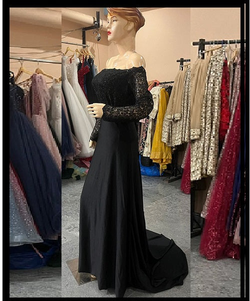 G431, Black Trail Prewedding Shoot Gown, Size: All, Color: All