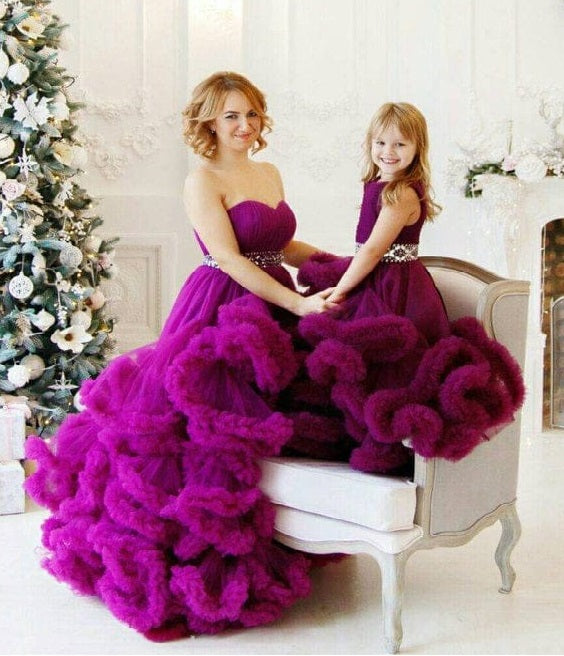 G333, Purple Puffy Cloud Trail Big Ball Gown, (All Sizes)pp