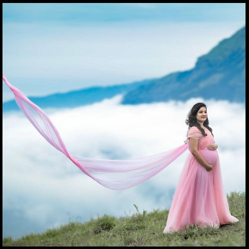 G322, Pink Multi Shade Maternity Shoot Gown, Size (All) – Style Icon  www.