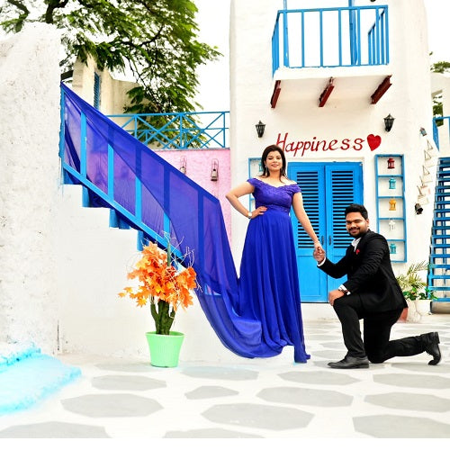 G300, Royal Blue Long Trail Prewedding Shoot Gown, Size: All, Color: All