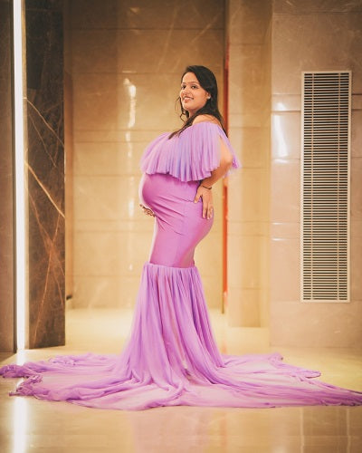 G7082, Pink Maternity Shoot Baby Shower Trail Gown, Size: All, Color: All