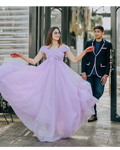 G522, Lavender Pre Wedding Shoot Gown, Size: All, Color: All