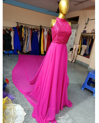 G251, Hot Pink Pre-Wedding Shoot Trail Gown, Size: All, Color: All