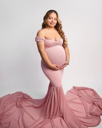 G69, Peach Maternity Shoot Trail Gown, Size: All, Color: All