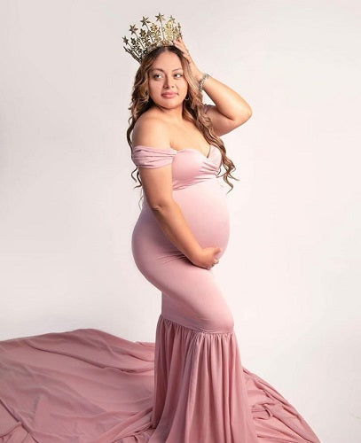 G69, Peach Maternity Shoot Trail Gown, Size: All, Color: All