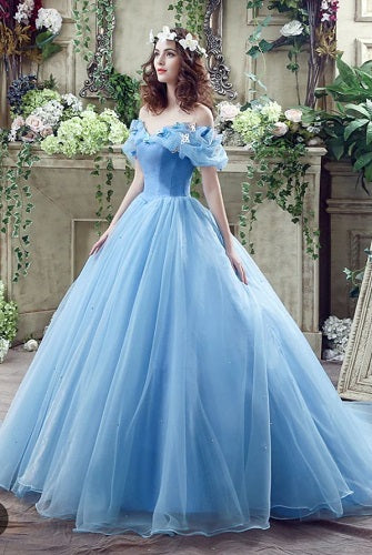 G538, Luxury Sky Blue Cindrella Princess Big Ball Gown, Size: All,Color: All