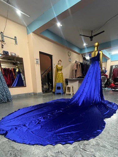 G666, Royal Blue Slit Cut Long Trail Shoot Gown Size: All, Color: All