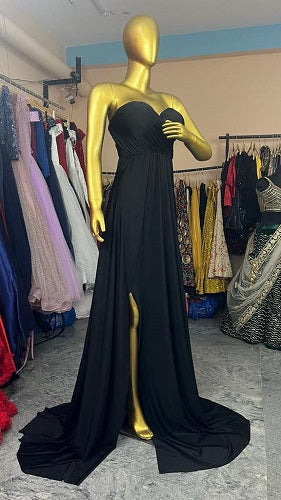 G1004, Black Slit Cut TubeTop Maternity Shoot Trail Gown, Size: All, Color: All