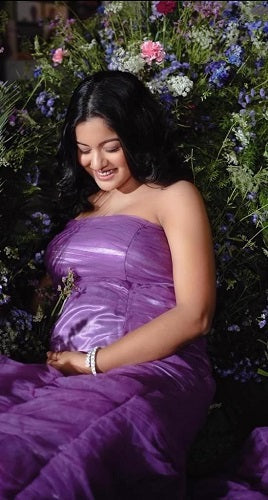 G833, Luxury Purple maternity shoot trail gown, Size: All, Color: All