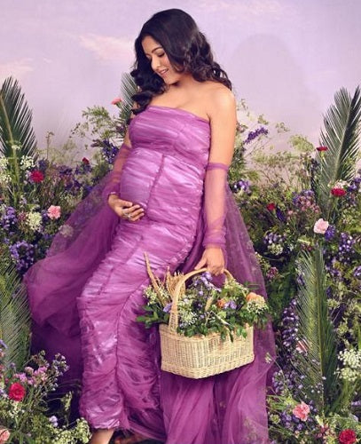 G833, Luxury Purple maternity shoot trail gown, Size: All, Color: All
