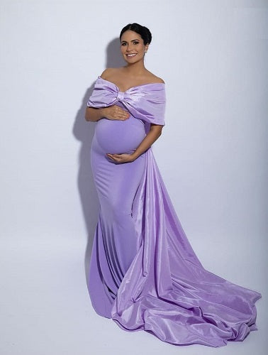 G2121, Lavender Body Fit Maternity Shoot Trail Gown, Size: All, Color: All