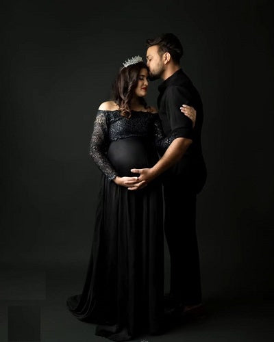 G431, Black Trail Maternity Shoot Baby Shower Gown Size: All, Color: All