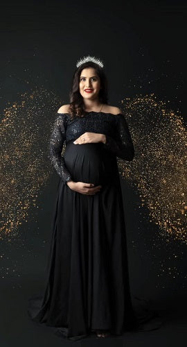 G431, Black Trail Maternity Shoot Baby Shower Gown Size: All, Color: All