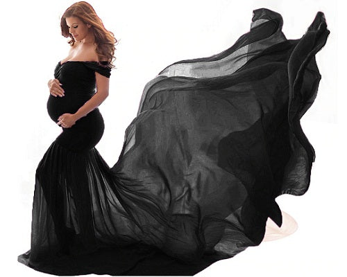G220,Black Maternity Shoot Trail Baby Shower Gown, Size: All, Color: All
