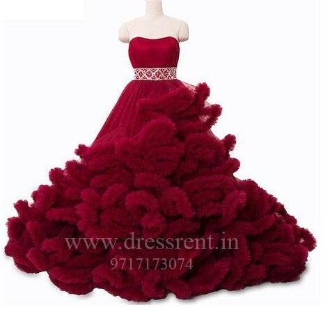 G148, Wine Puffy Maternity Shoot  Baby Shower Trail Gown Size: All, Color: All