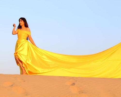 G278, Yellow Maternity Shoot Satin Infinity Long Trail Gown Size: All, Color: All