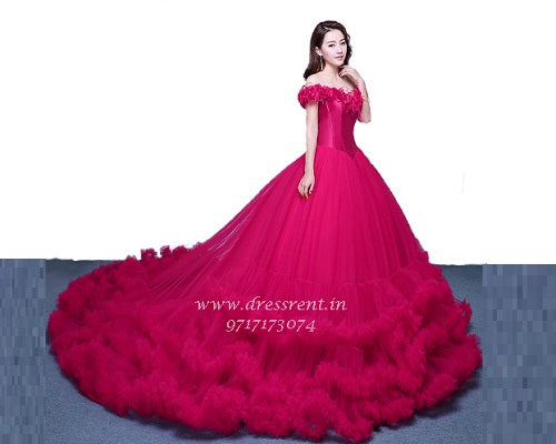 G123, Luxury Wine Puffy Cloud Trail Big Ball Gown, Size: All, Color: All